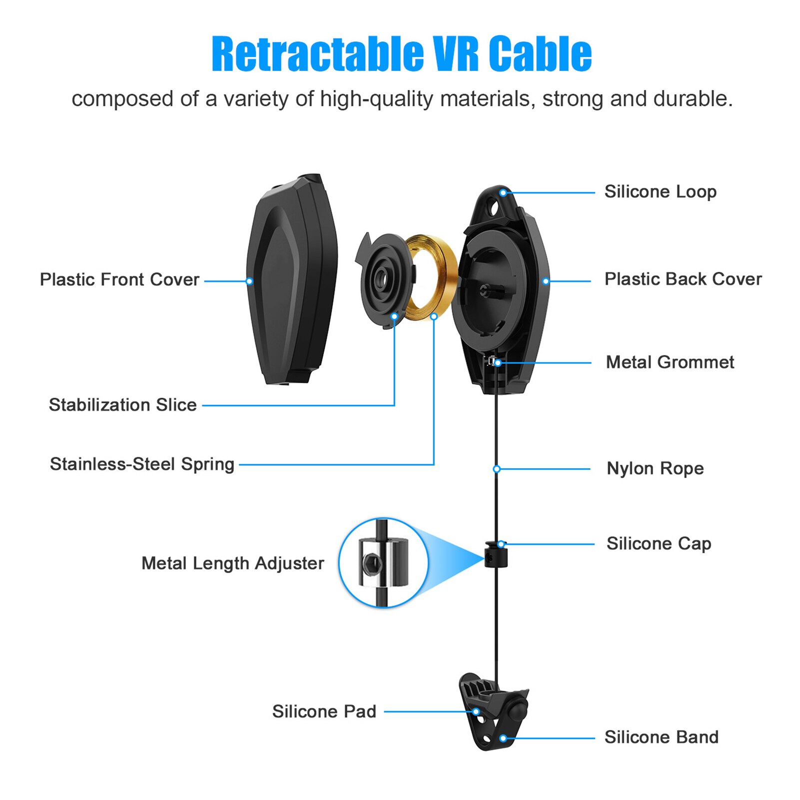 6 Pcs VR Cable Management System For Oculus Quest/Quest 2/Rift/Rift S/Valve Index/HTCVive/Vive Pro/HP Reverb G2/PSVR Link Cable