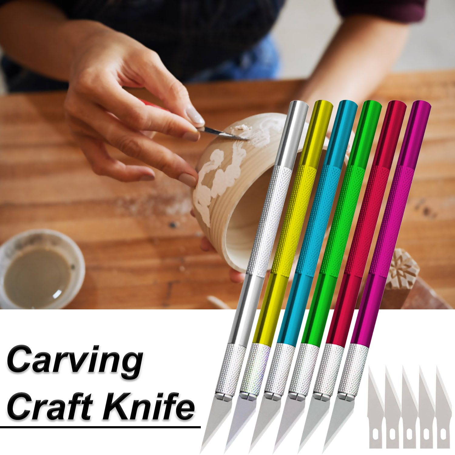 Precisie Carving Craft Mes Rvs Hobby Messen met 5 stuks Reservemesjes voor DIY Art Werk Snijden Scrapbooking