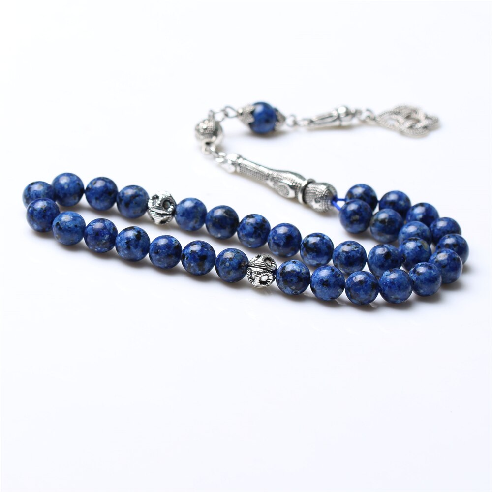 Atacado 8mm azul pedra borla oração grânulos islâmico tasbih muslim rosário colar