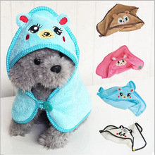 Cute Soft Animal Pattern Pet Dog Towel Pet Bath Towel Lovely Puppy Dog Bathrobe Size S M L