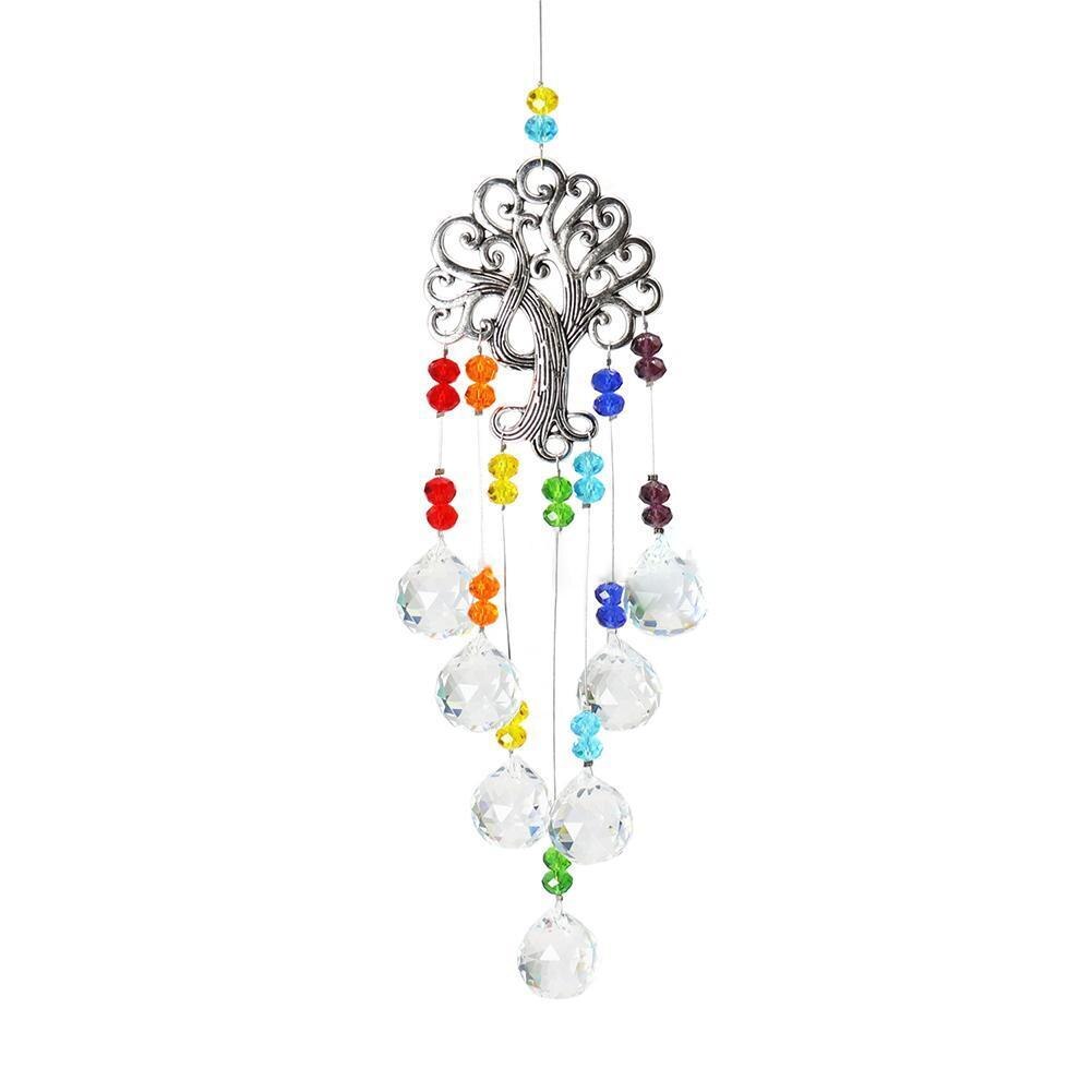 Hanging Crystal Dream Catcher Rainbow Prism, Crystal Wind Chimes Tree Of Life Garden Decoration Colibri Decoration Garden Bell