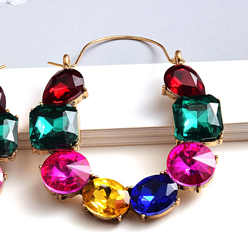 arrivel Colorful Rhinestones Metal Long Earring High Crystals Earrings Jewelry Accessories For Women