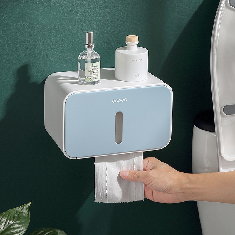 Bathroom Waterproof Toilet Paper Holders Wall Mounted Storage Box Double Layer Plastic Paper Holders Portable Tissue Box