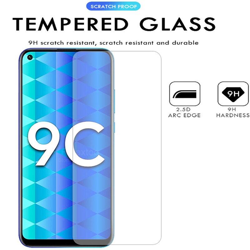 3pcs protective glass on for huawei honor 9c 9s tempered glass case honor9c honer 9 s c s9 huawey hawei onor 9c safty glass case