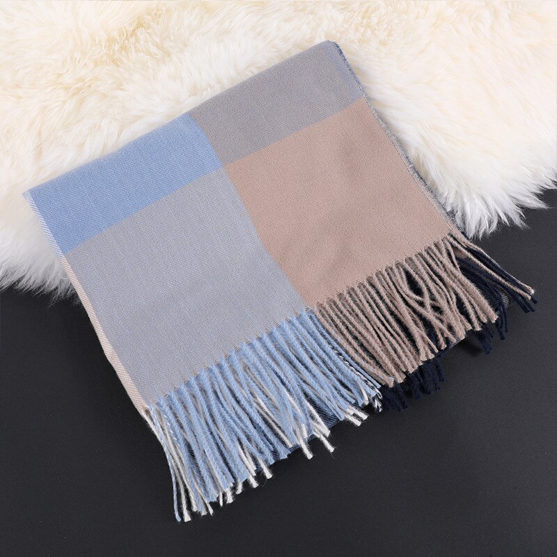 Strikk vinter skjerf til kvinner kashmirlignende pashmina sjal pakke inn geometrisk kvinnelig varmt teppe skjerf skumring stjal: Farge 7