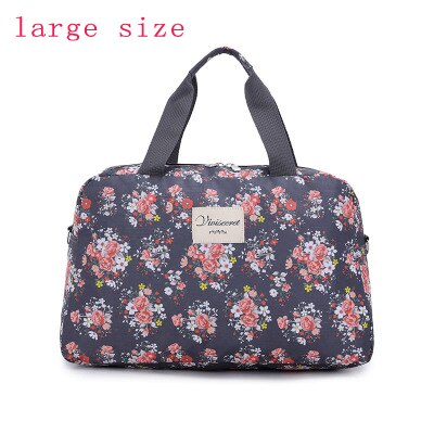 Bolso organizador de viaje con estampado de rosas, bolso de viaje plegable portátil para mujer, bolso de viaje para mujer: big gray