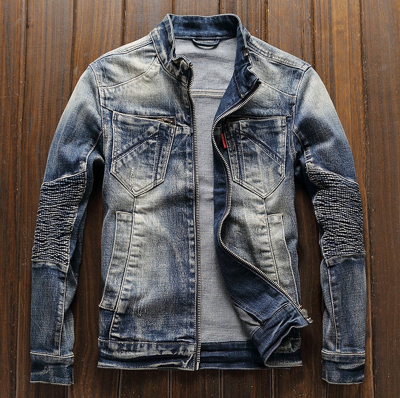 Lente fietsspijkerjack voor heren, europese en amerikaanse retro slim stretch top, motorjack: Xxl