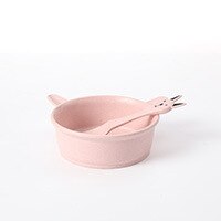 Tarwe Stro Bestek Voor Kinderen Anti-Brandwonden Anti Lepel Bestek Set Kindje Kom Complementaire Voedsel Plaat: Rabbit-Pink