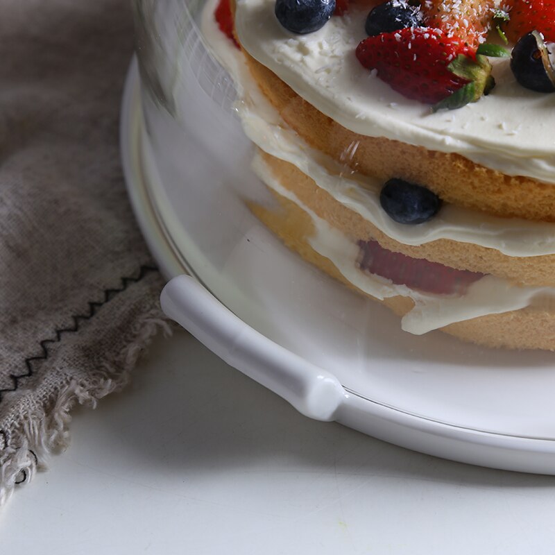 Keramische taartplaat glazen deksel dessert brood fruit dessertschaal bewaar schaal display standaard opbergschaal met deksel