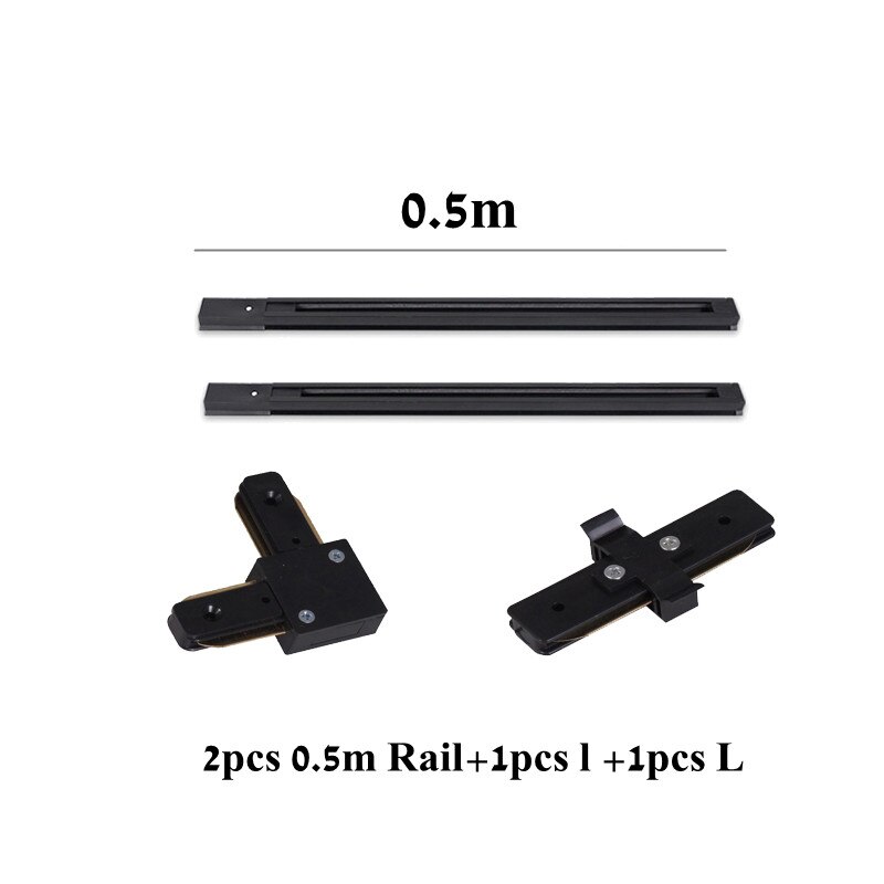 LED track light rail 0.5M 1M black white aluminum 2-wire system track light universal track for spotlight: 2pcs 0.5m / white