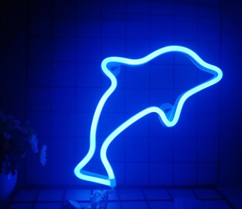 Tonger led natlampe batteri neonlysskilt væglampe dekoration juletræ telt belysning dekoration børn neon navn: Delfin