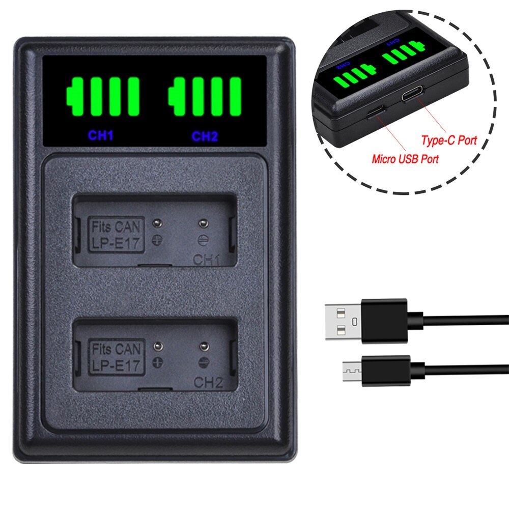 LPE17 – kit de chargeur de batterie LP-E17, pour Canon EOS 200D M3 M5 M6 750D 760D T6i T6s T7i 800D 8000D Kiss X8i, accessoire d'appareil photo: Charger only