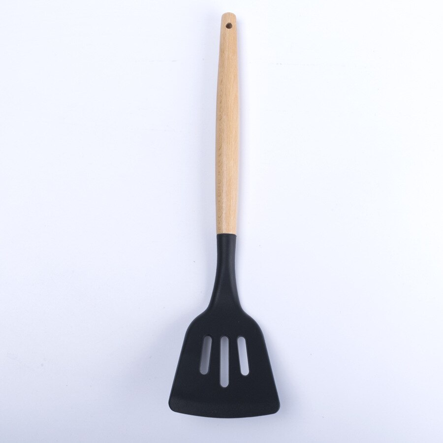 Kitchen Utensils Organic silicone cooking tool multifunctional kitchen tool portable and practical heat-resistant eight-piece: slotted turner