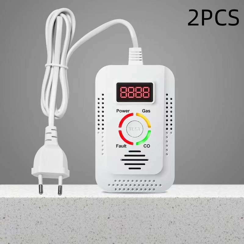 Détecteur de Gaz Naturel et de Monoxyde de Carbone, Détecteur de Fuite de Gaz Combusemballages, Moniteur pour Gaz, Co, Méthane (CH4) dans la Cuisine: WHITE