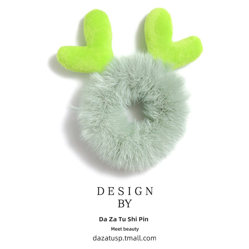 Winter Girls Cute Cartton Animals Ears Plush Scrunchie Ponytail Holder Hair Rubber Bands Headband Hair Accessories: 9