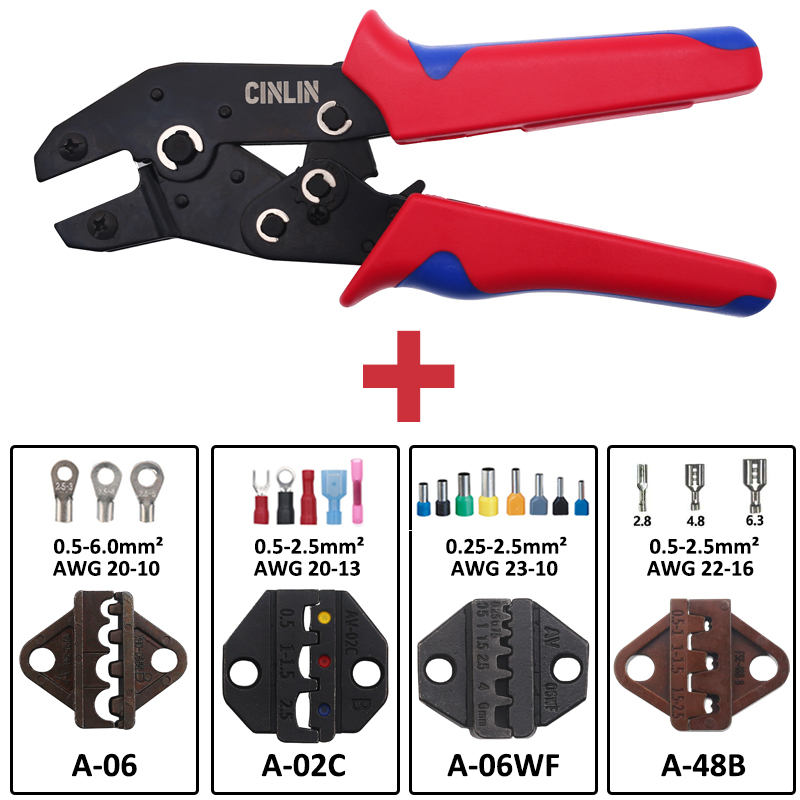 DuPont Terminals Crimp Pliers Interchangeable Dies Wire Crimper Crimping Tools Ratcheting SN-48B PH2.0 XH2.5 JST2.5 VH3.96: SNA02C-06-06WF-48B