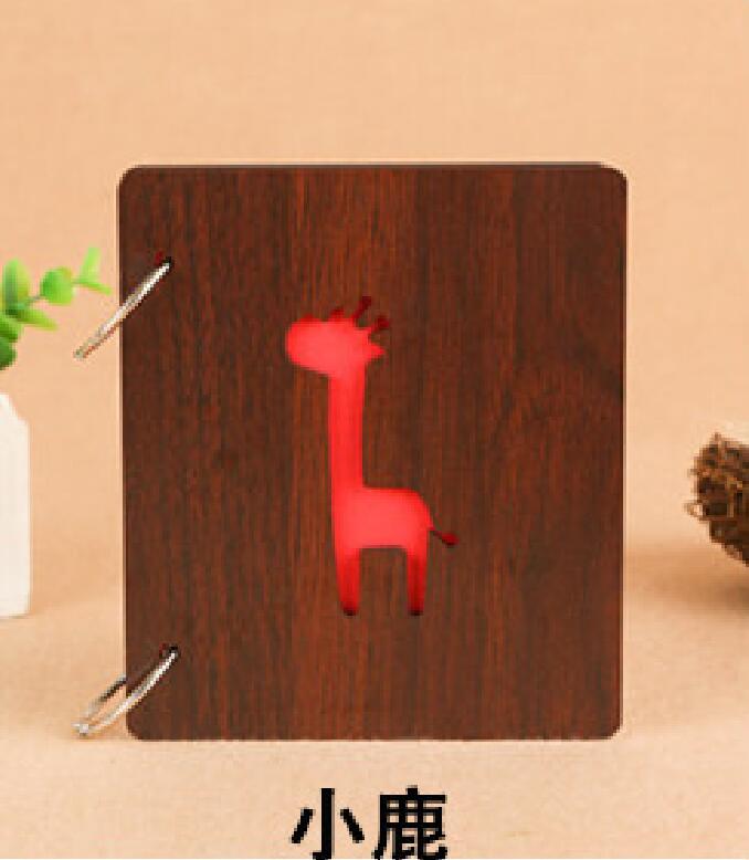 5 Inch DIY Red Wood Hollow Interleaf Photo Album Children Loose-Leaf Scrapbook Walnut Color Mini Memory Book Picture Storag: xiaolu