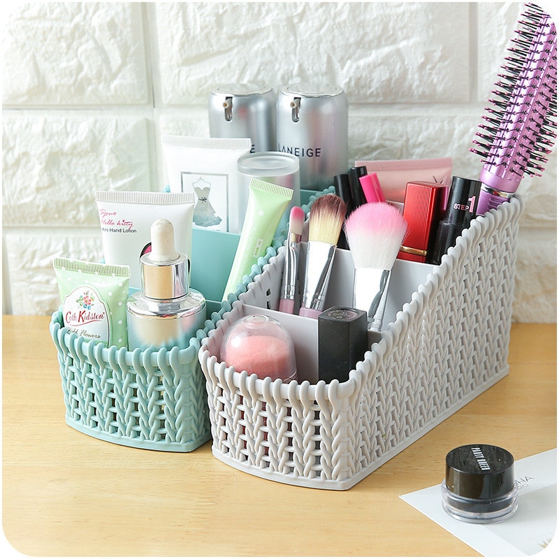 Multi-Grid Plastic Makeup Organizer Box Cosmetic Storage Container Lipstick Holder Jewelry Organizer Sundries Remote Case Box