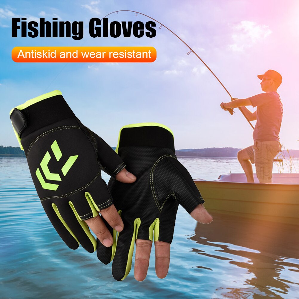 Gants de pêche universels à motif de flèche coupée à 3 doigts, protection solaire respirante pour l&#39;extérieur, gants antidérapants, équipement de pêche