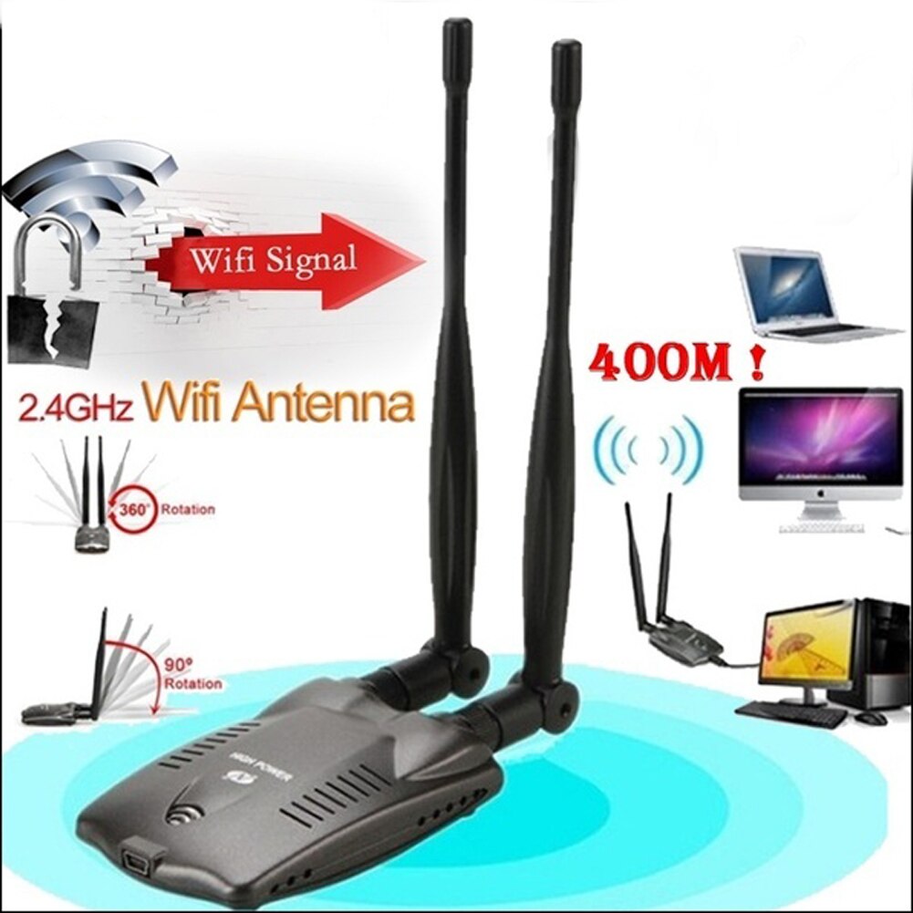 USB Adapter High Speed Powerful Dual Antenna Durable WIFI Receiver Wireless Free Internet 400m Stable Home Long Range Office