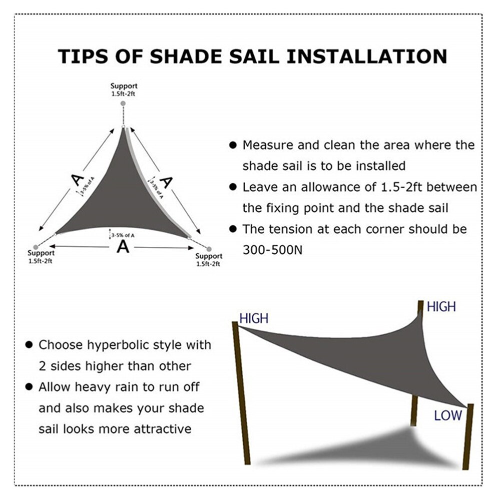 Triangle Sun Shade Sail Patio Deck Beach Garden Yard Outdoor Canopy Cover UV Block for Patio Garden Outdoor Activities 3 x 3 m