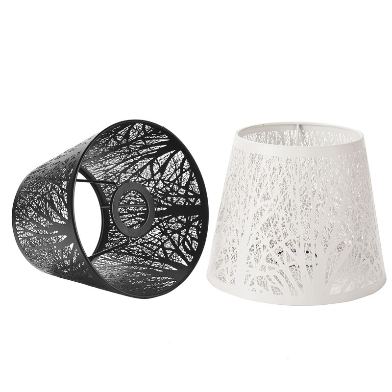Small Lamp Shade Clip on Bulb,Barrel Metal Lampshade with Pattern of Trees for Table Chandelier Wall Lamp