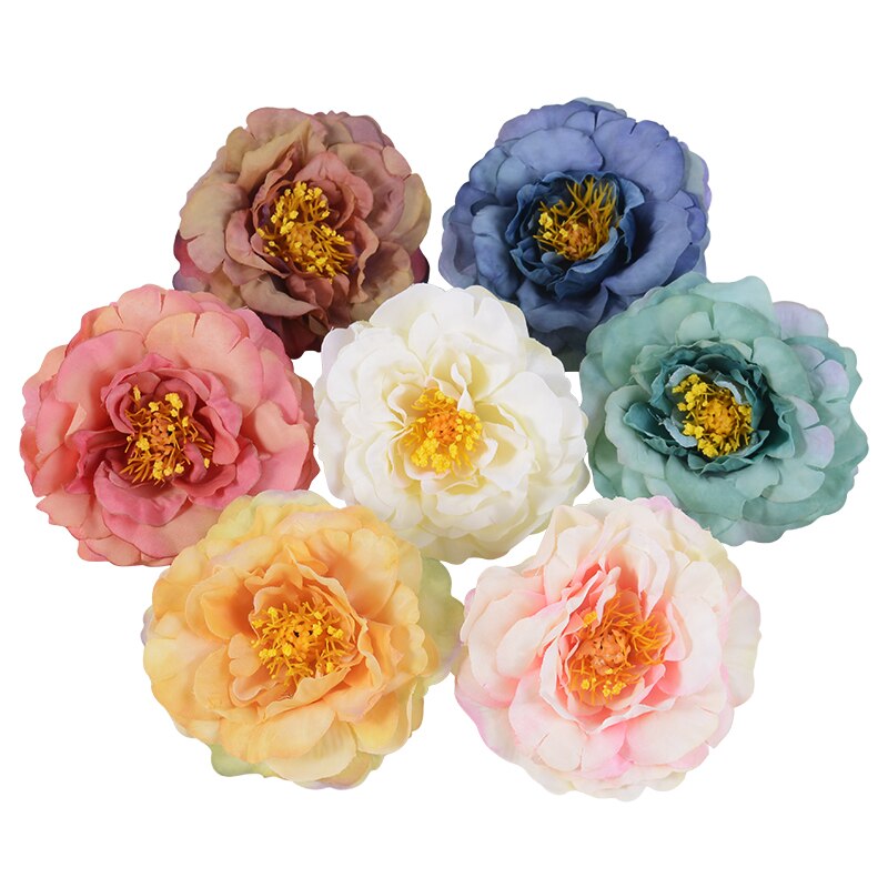 2 stk 9cm butikk kunstige pioner blomst silke rose til bryllupsfest hjemmedekorasjon diy krans utklipp blomst