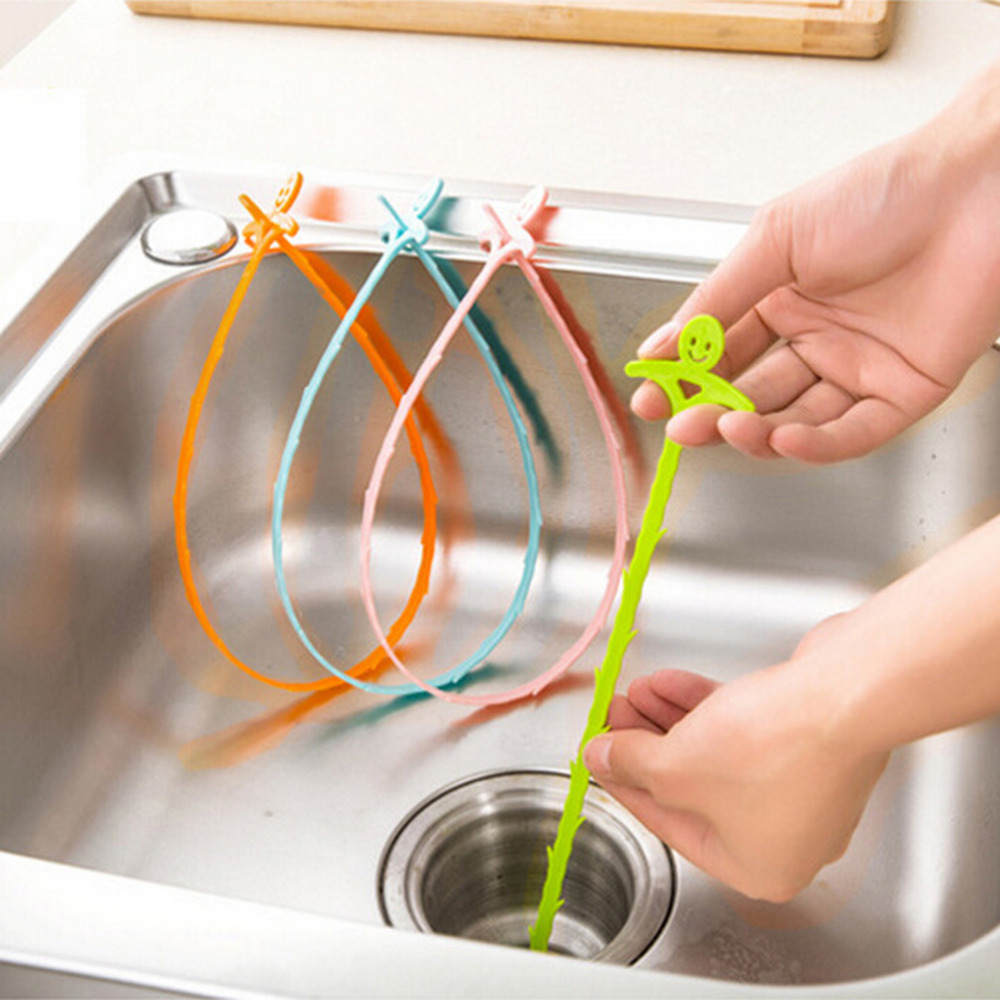 1pc cuisine salle de bain évier tuyau drain nettoyant enlèvement douche toilette égout bouchon cheveux longue ligne serpent plastique crochet couleur aléatoire