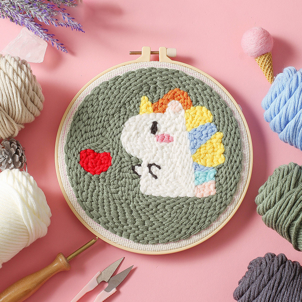 Embroidery Punchneedle Kit W/ Hoop Cross Stitch Set Punch Needle Embroidery For Handmade Beginner Decor: 13