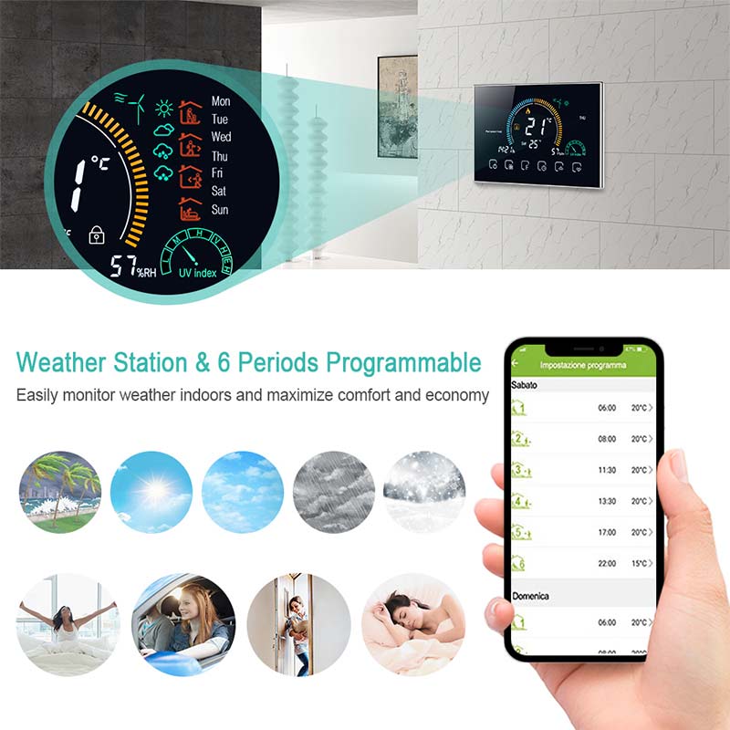 ℃/)Termostato programmabile intelligente Wi-Fi commutabile controllo APP vocale retroilluminazione LCD acqua/Gas caldaia termoregolatore riscaldamento