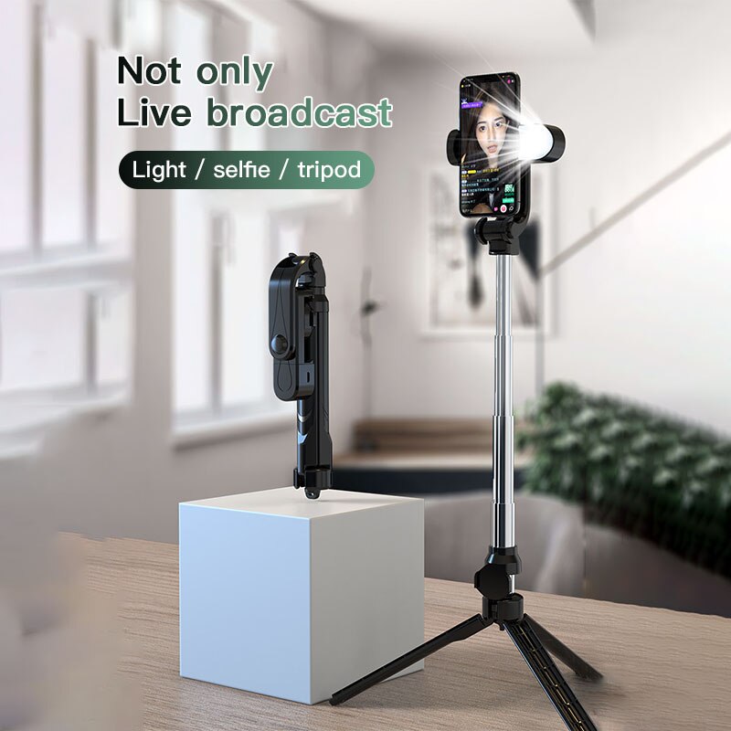 Selfie Stok Met Licht Telefoon Statief Uitschuifbare Monopod Met Bluetooth Afstandsbediening Voor Smartphone Selfie Stick Voor Iphone Ios Android