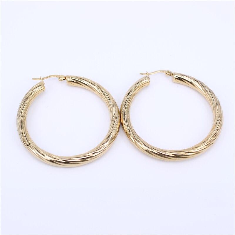 30-50mm size selection gold color Stainless steel popular hollow earrings Lightweight Women cute earrings LH391: gold color 50mm