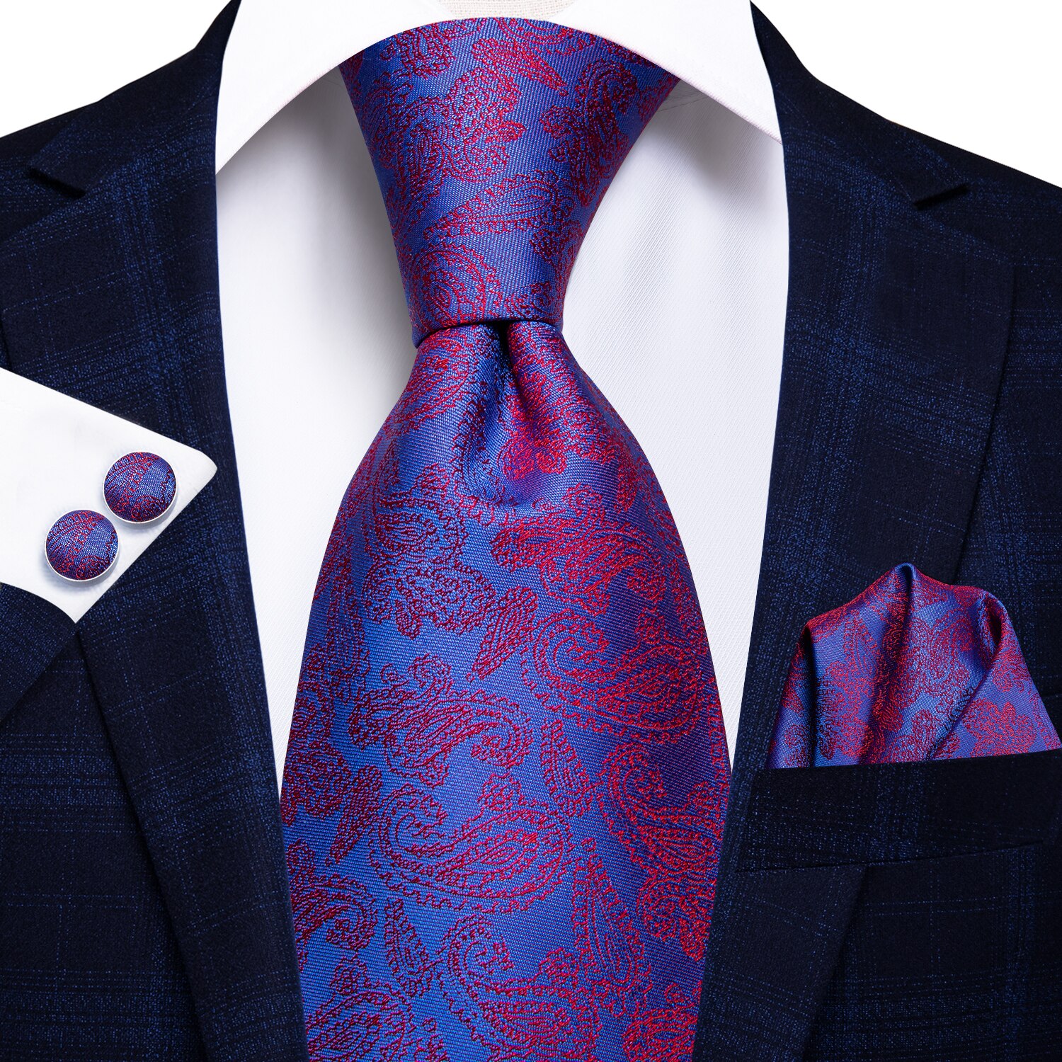 Hi-Tie Paars Solid Paisley Zijde Bruiloft Stropdas Voor Mannen Handky Manchetknoop Mannen Stropdas Set Party business