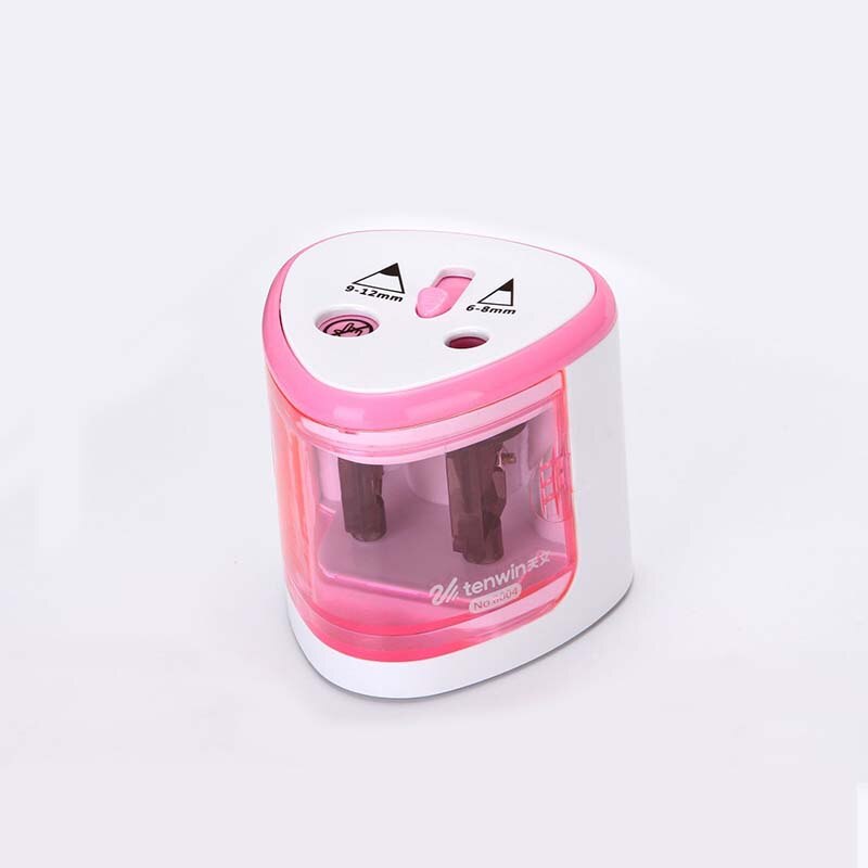 Automatisk pennvässare tvåhåls elektrisk beröringsbrytare pennvässare brevpapper hemmakontor skolmaterial: Rosa