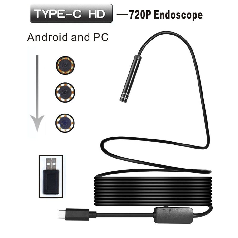 7M Webcam USB/TYPE-C Endoscoop Inspectie 5.5mm Camera 8 LED IP67 Waterdicht Voor Android/Windows 2000 /xp/Vista/7/8/10 **