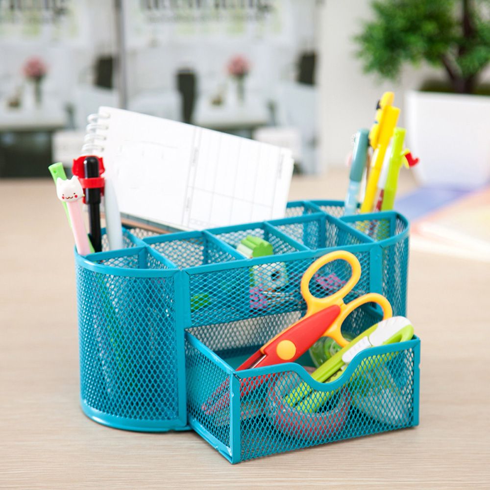 1pc skrivesaker i metall kosmetikk børste oppbevaring kontor skrivebord sett organisator blyantbeholder etui rekvisita papeleria hul