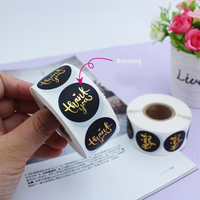500pcs/roll Thank You Stickers Gold Foil Seal Label Scrapbooking Wedding Decor