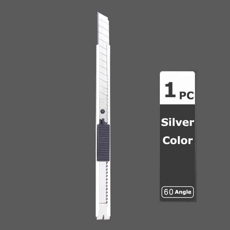 Deli Metal Utility Knife Pocket Knives Retractable Paper нож Unboxing Cutter Self-Locking 60 Sharp Angle Office Supplies: 1Silver Knife