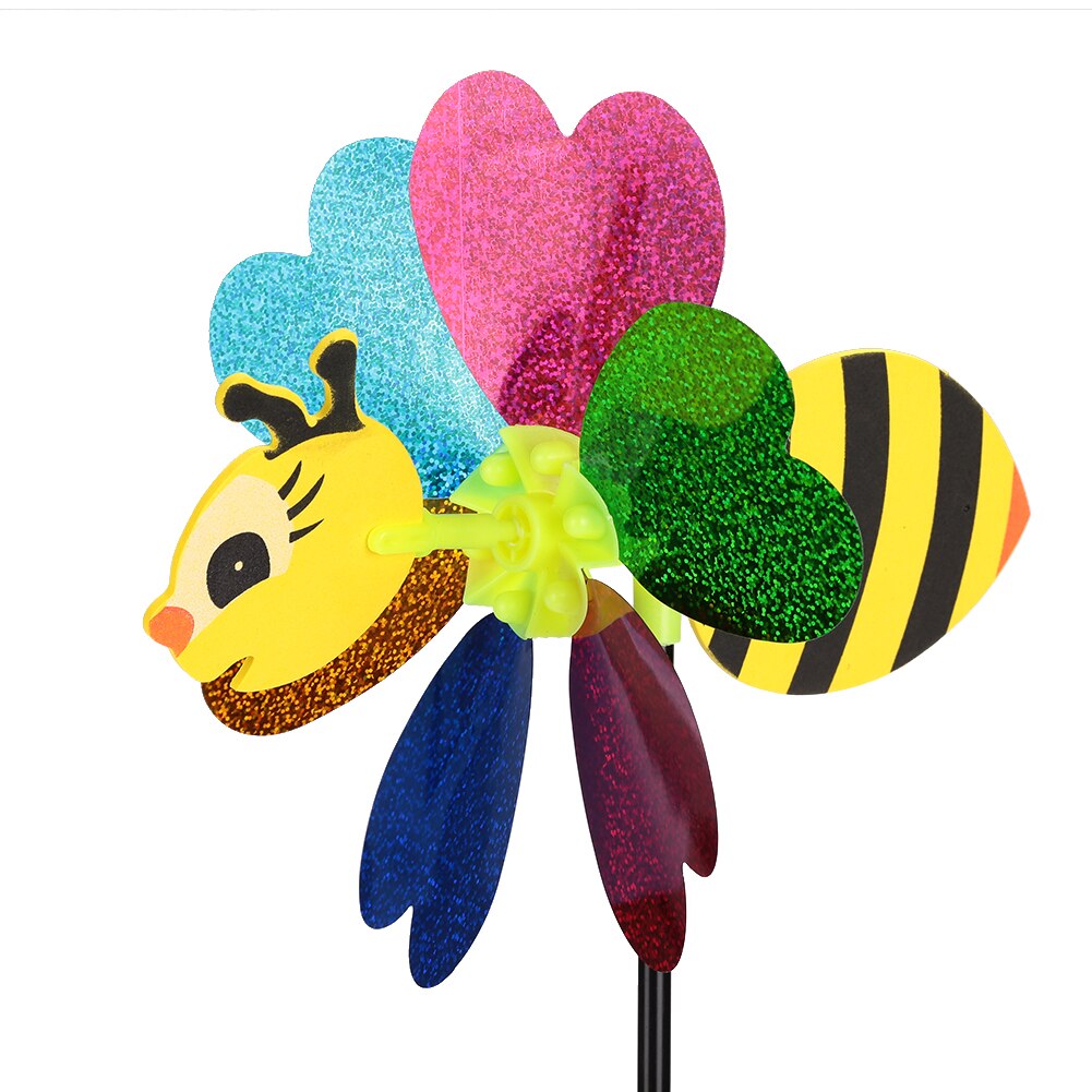 Bee Windmill Wind Spinner Plastic Color Random Garden Yard Pinwheel Toy Outdoor 3D Beautiful Lovely for Insect Whirligig