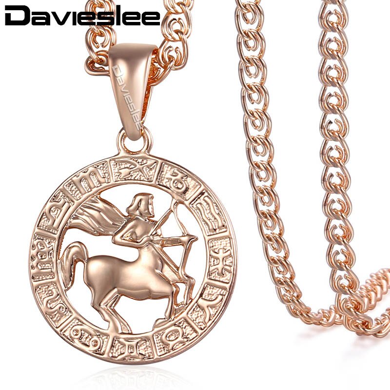 Davieslee Womens Boogschutter Sterrenbeeld Hanger 585 Rose Gold Sterrenbeeld Hanger Ketting Voor Vrouw Sieraden DGP181: GP181 20inch Chain