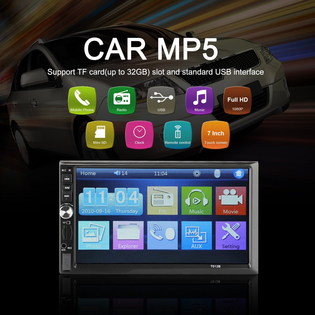 7012B 7" Inch DOUBLE 2DIN Car MP5 Player BT Touch Screen Stereo Radio Multimedia player MP5 Player USB FM