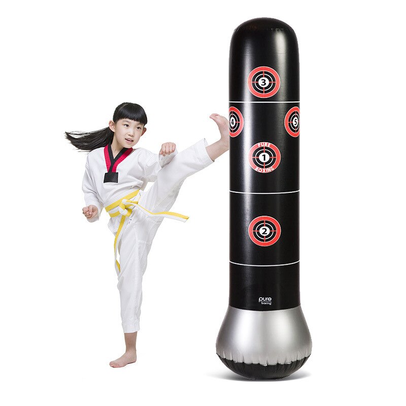 Tykkere Fitness voksne låve pvc oppblåsbar vertikal boksesøyle tumbler oppblåsbar sandsekk sandsekk ventil leker