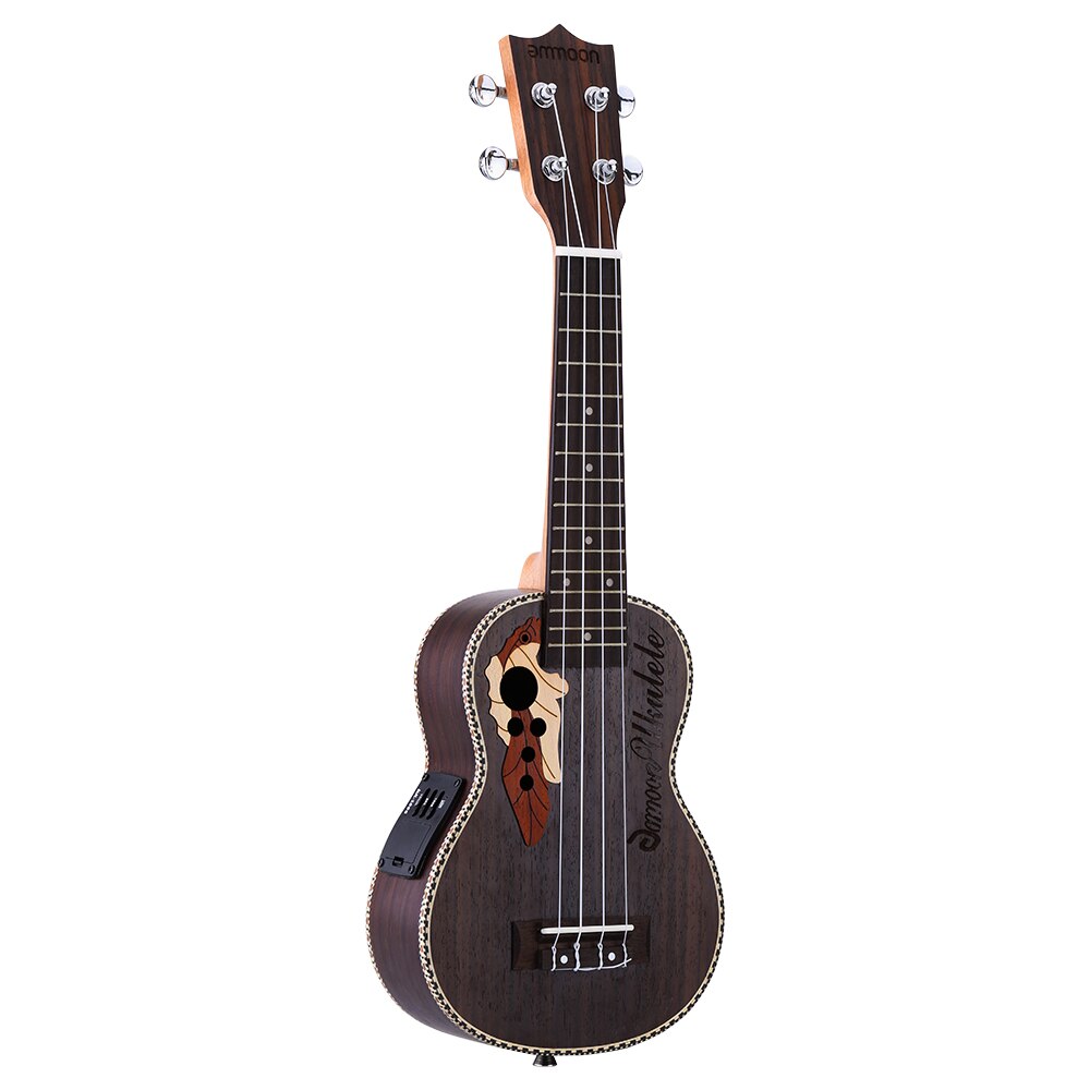 ammoon 21 Inch Rosewood Wood Ukulele Ukelele Uke with EQ 6.35mm Output 4 Nylon Strings Mini guitar Stringed instruments