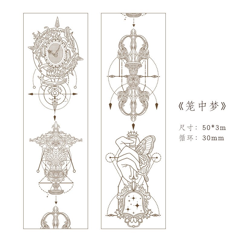 Cinta decorativa Vintage Washi Tape para decoración de fiestas, papel de aluminio Retro para manualidades Diy, álbum de recortes, envoltura de , planificador: A