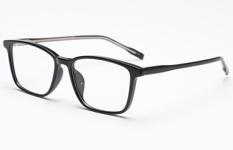 Kachawoo TR90 thin frame square glasses men black brown grey acetate glasses frames women optical eye-wear unisex decoration: black with clear