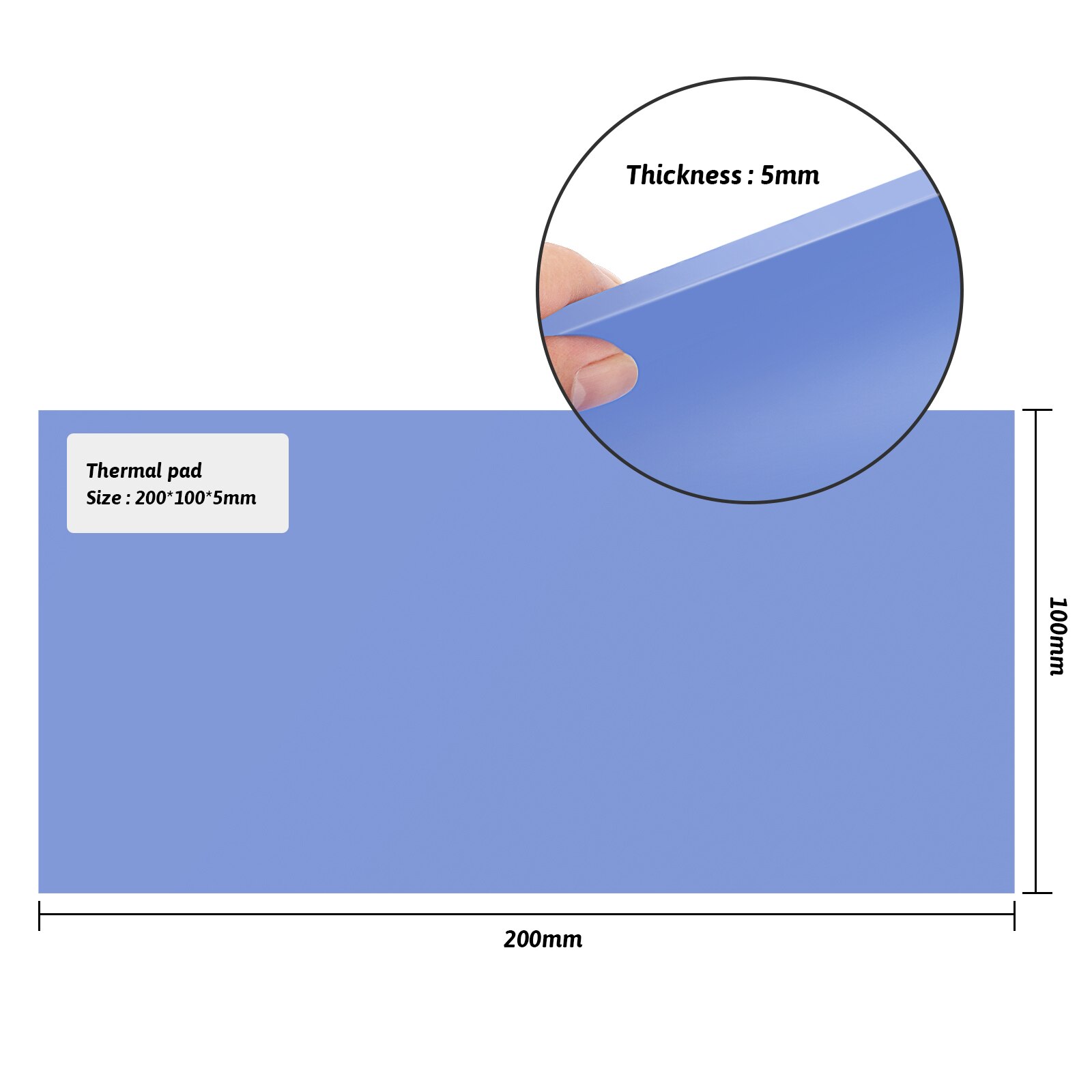 6.0 W/mK GPU CPU Heatsink Cooler Silicone Pad Conductive 100mm*200mm*5mmThermal Pad кулер для компьютера