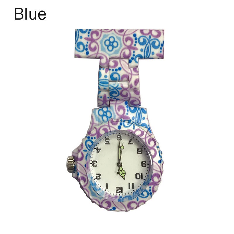 Colorful Silicone Round Dial Quartz Pocket Nurse Watch Quartz Brooch Doctor Nurse Hanging Watches KNG88: Blue