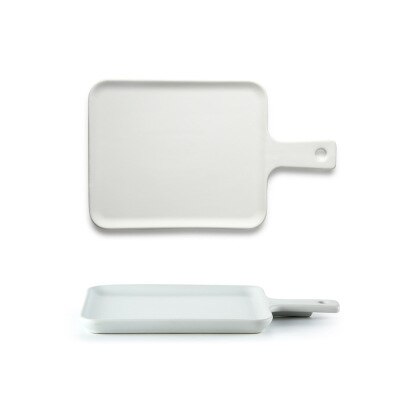 Nordic Solid Matte Rectangle Ceramic Plate Bone China Dinner Plate Heat Resistant Backing Plate Flat Steak Fruit Salad Tray: White / 24.5x14.5x1.5cm