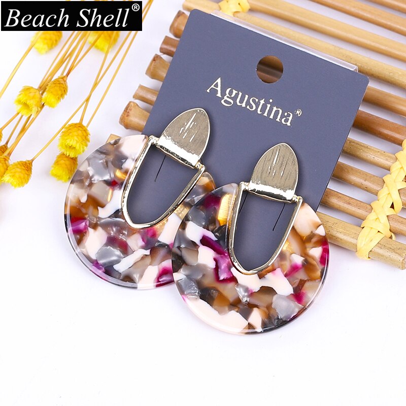 Acetate earrings acrylic bohemian resin jewelry statement geometric women korean dangle trendy summer gold cc: 4