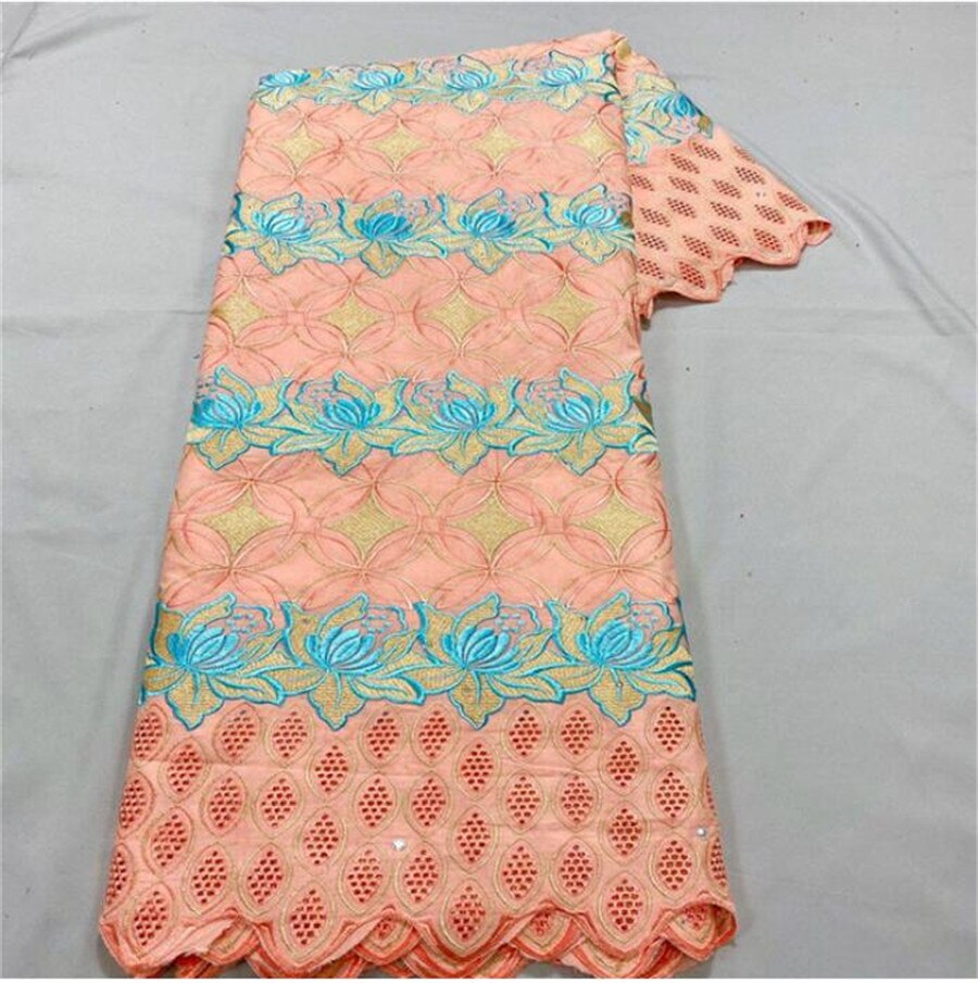 African Lace Fabric Lace Cotton Wwiss Voile Lace In Switzerland Newest French Nigerian Cotton Lace 5yards: 3